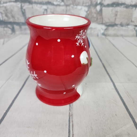 Pier 1 Imports Jolly Holiday Snowman 3D Mug Red Green Handpainted 16oz - Picture 6 of 15